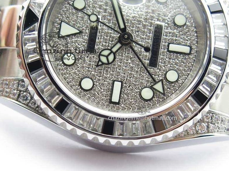 0524 Soft GMT-Master II 116759 SS Bp-Maker Black Ruby Crystal Diamond Dial On SS Bracelet A 3766